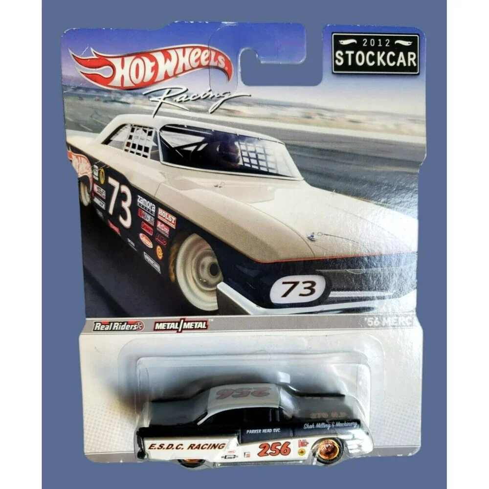 2012 Hot Wheels Racing '56 MERC Black White E.S.D.C. Racing Stockcar Real Riders